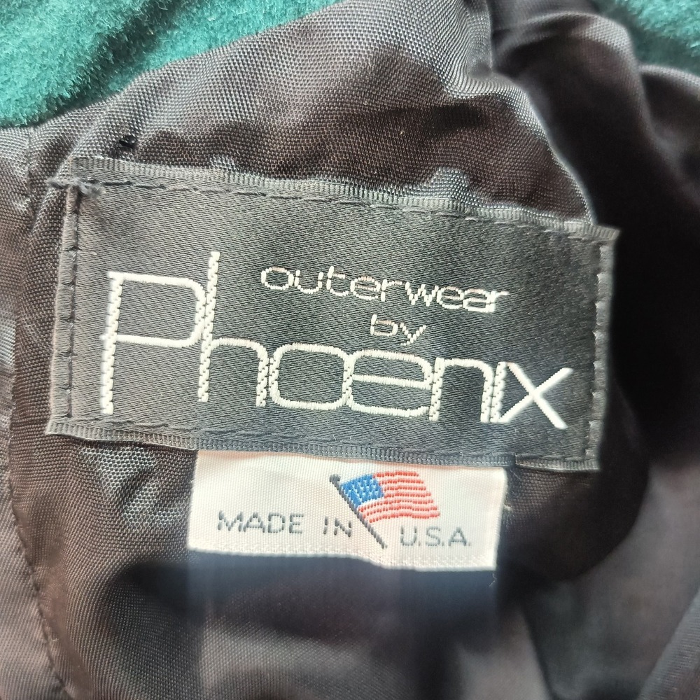 Outerwear By Phoenix Vtg 80'S Green Blue Pig Skin Leather Dress Women's L USA - Picture 2 of 9